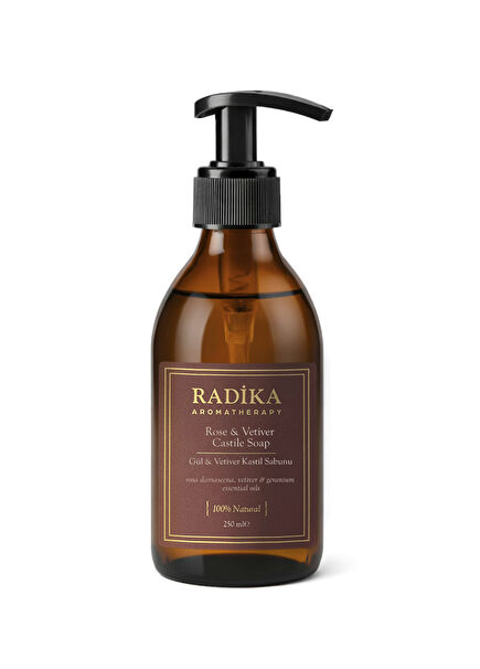 Rose Geranium Vetiver Glass Bottle Castile Soap 250 ml