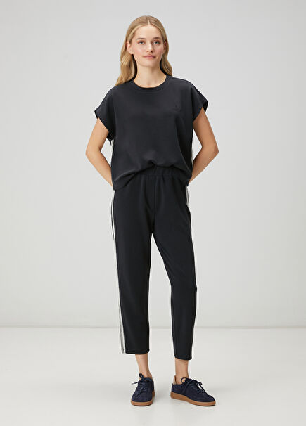 Siyah Bantlı Eşofman Altı