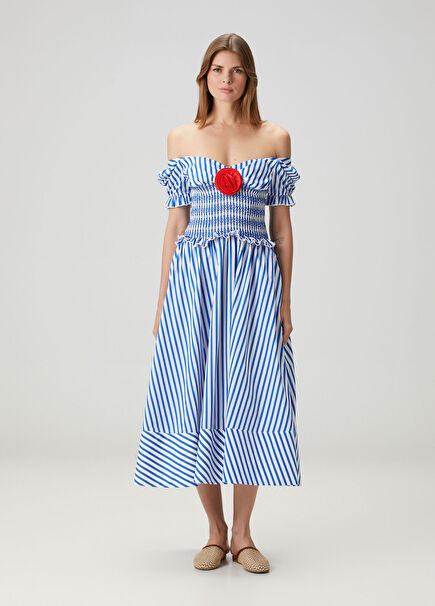 Luz Blue Striped Midi Dress