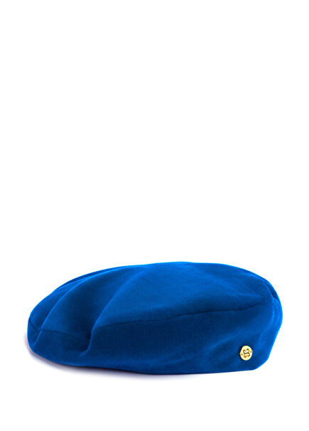 Audrey Mavi Kadife Unisex Beret Şapka