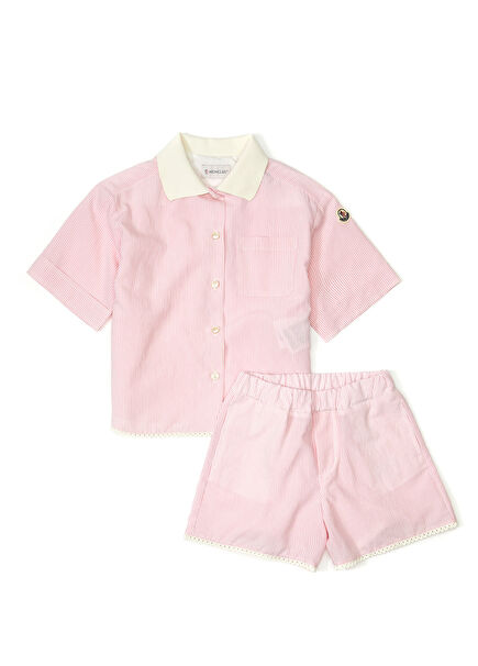 Pembe Beyaz Çizgili Kız Çocuk 2li Set