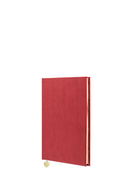 Kırmızı Deri Sert Kapaklı Çizgili Defter