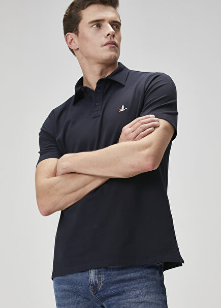 Comfort Fit Lacivert Polo Yaka T-shirt