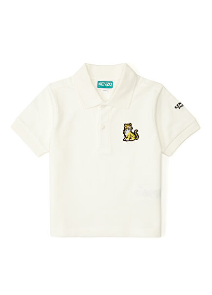 Beyaz Polo Yaka Unisex Çocuk T-shirt