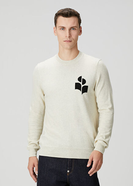 Açık Bej Logo Jakarlı Kazak