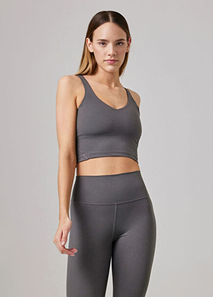Liz Glossy Crop Steel Gray Women's Sports Body