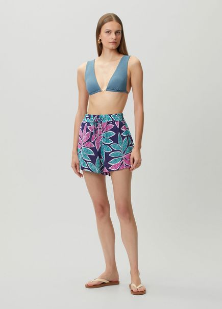 Navy Blue Patterned Shorts