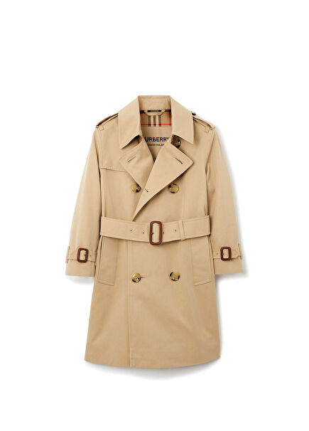 Gabardine Bej Unisex Çocuk Trençkot