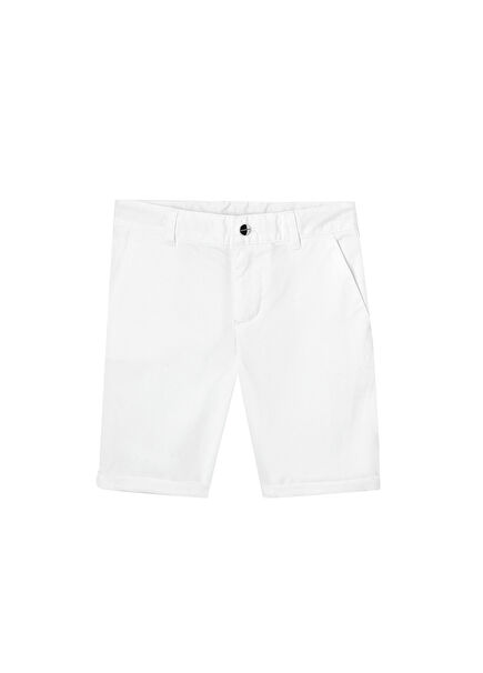 White Cotton Boys Bermuda Shorts