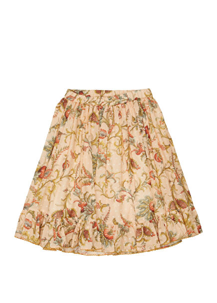 Beige Patterned Girl's Skirt