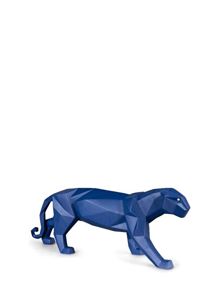 Panther Blue Porcelain Statue