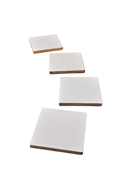Mango Wood White Set of 4 Square Coasters