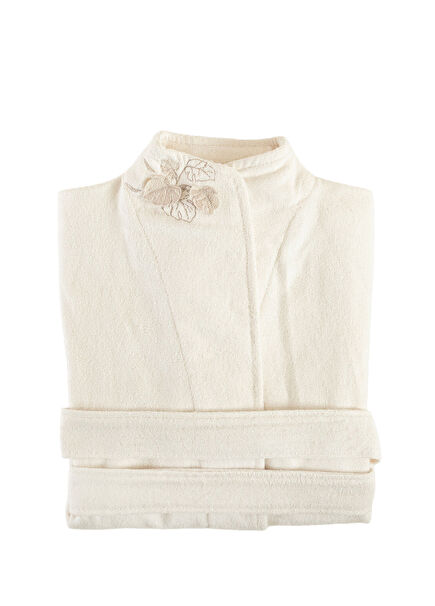 Monstera Ecru Cotton Women's Bathrobe