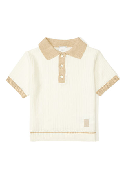 Bone Short Sleeve Boys Linen Knitwear