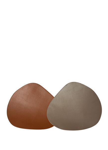 Amorf Taba Vizon Deri Çift Taraflı Amerikan Servis 45 x 37 cm