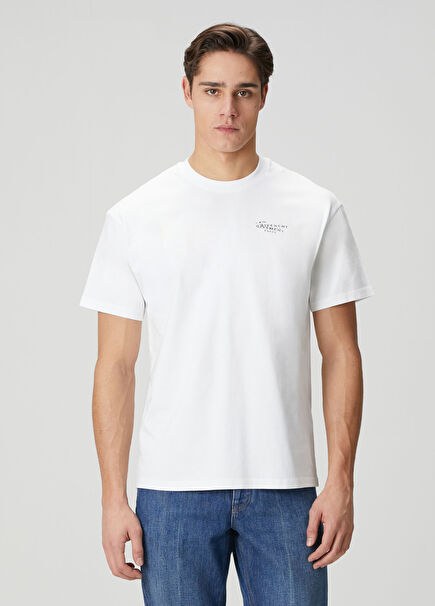 Beyaz Logo Baskılı T-shirt