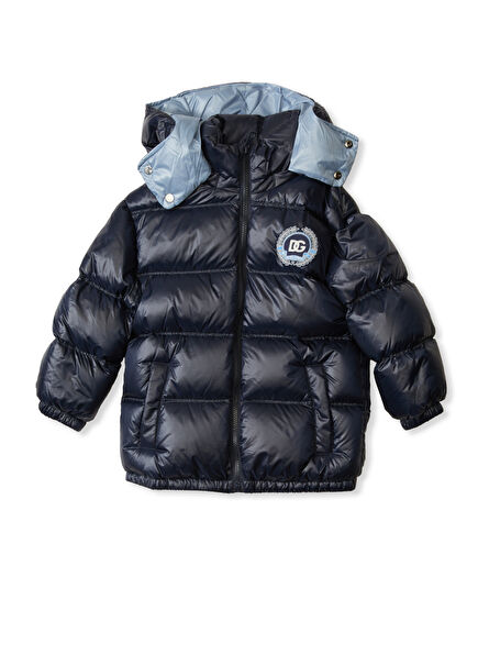 Lacivert Kapitoneli Erkek Çocuk Puffer Mont