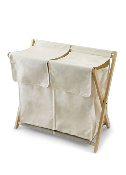 Naturel Ahşap Katlanabilir Çamaşır Sepeti