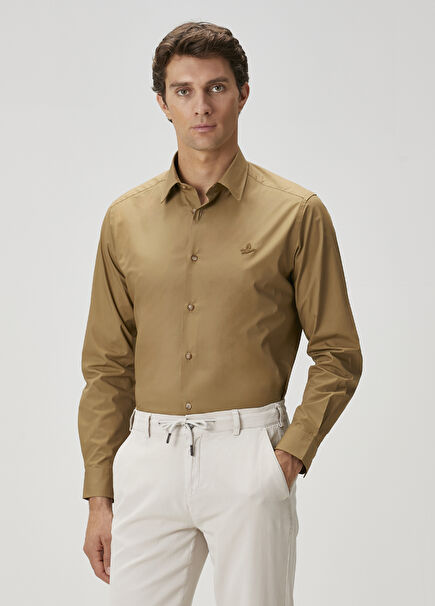 Camel Hair Poplin Shirt