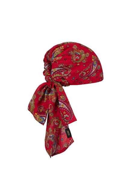 Neli Şal Desenli Kırmızı Vual Kadın Bandana