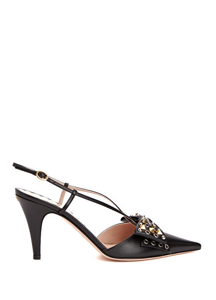 Sling Black Leather Pump