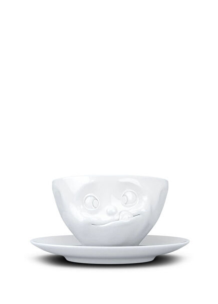 Tasty White Porcelain Teacup and Saucer