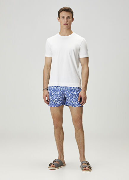 Blue Coral Print Swimsuit