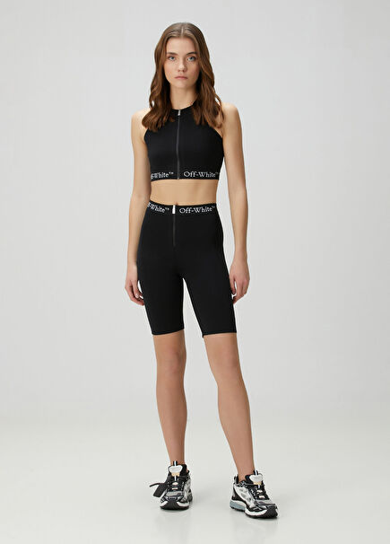 Siyah Logo Bantlı Şort