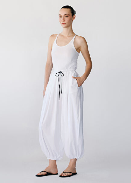 Mica White Loose Fit Elasticated Women's Pants
