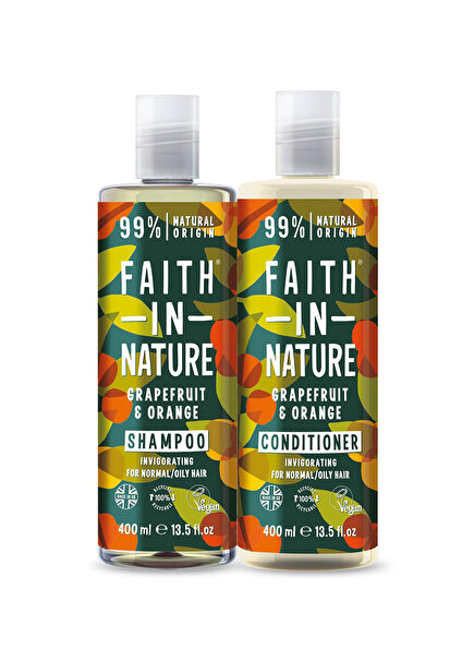 Greyfurt Portakal %99 Doğal Tazeleyici Saç Kremi ve Şampuan 2 x 400 ml