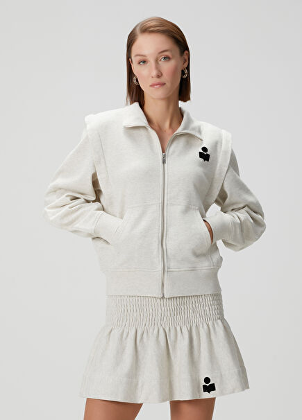 Madilia Ekru Fermuarlı Sweatshirt