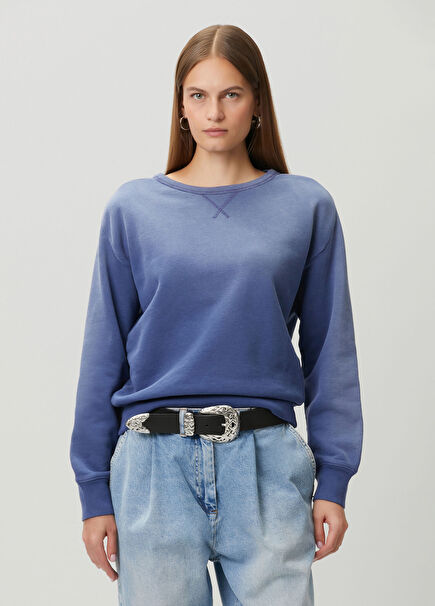 Lacivert Baskılı Sweatshirt