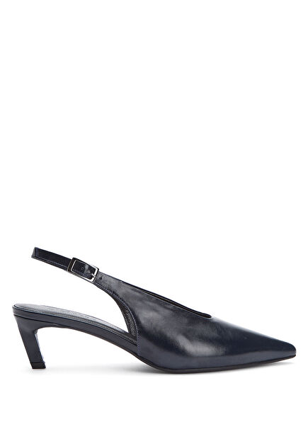 Lacivert Deri Stiletto