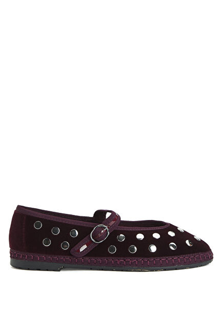 Burgundy Silver Ballet Flats