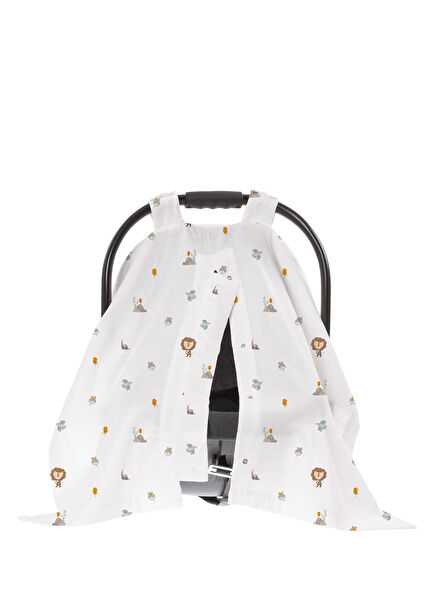 Simba White UPF 30+ UV Protection Organic Cotton Muslin Stroller Cover with Snap Fasteners