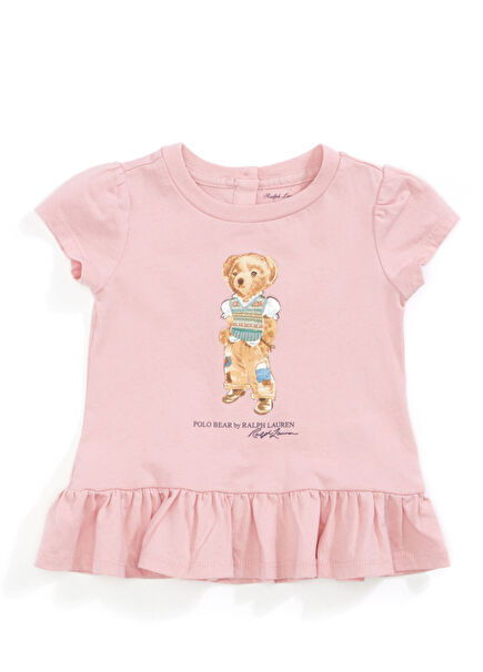 Pembe Ayıcık Baskılı Kız Bebek T-shirt