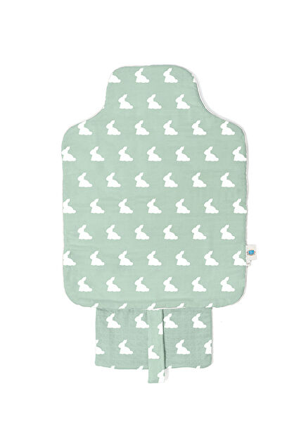 %100 Pamuk Mono Lapin Matcha Green Müslin Çantalı Bebek Alt Değiştirme Matı -