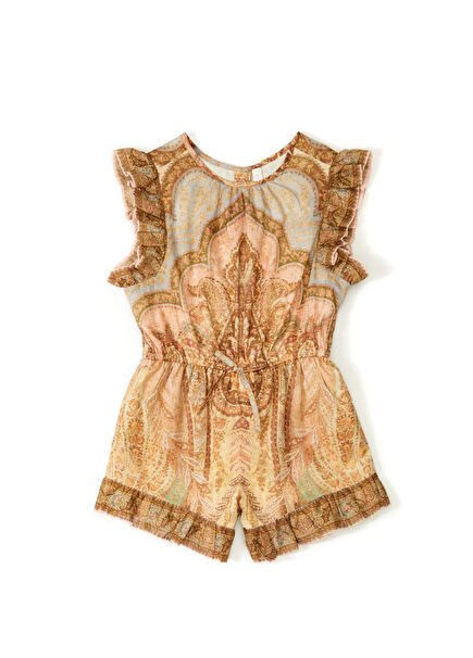 Multicolored Ethnic Patterned Girl's Jumpsuit