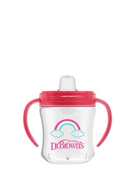 Gökkuşağı Desenli Pembe 6+ Ay Alıştırma Bardağı 180 ml