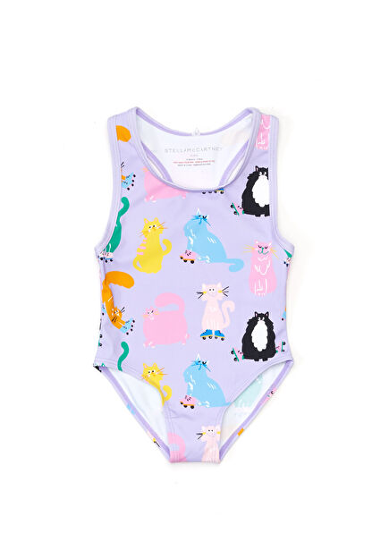 Mor Figür Desenli Kız Bebek Mayo