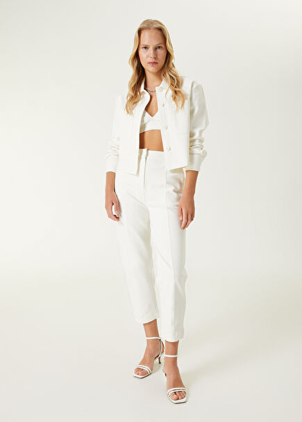 White Textured Sweatpants