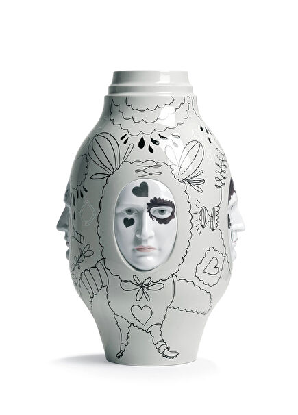 Conversation II White Porcelain Vase