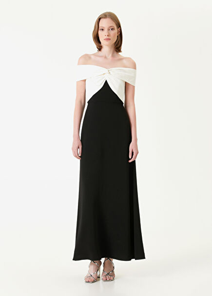 Black White Maxi Evening Dress