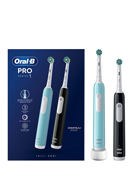 Pro Series 1 İkili Siyah ve Mavi Şarjlı Diş Fırçası