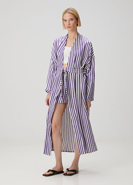 Multicolored Stripe Patterned Coat