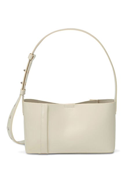 The Small Tote Plissé Krem Deri Kadın Omuz Çantası