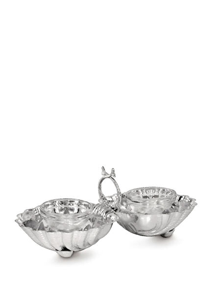 Royal Gümüş İki Bölmeli Havyarlık 8 x 9 cm