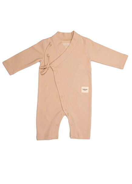 Çakıltaşı Bej Uzun Kimono Unisex Bebek Tulum 