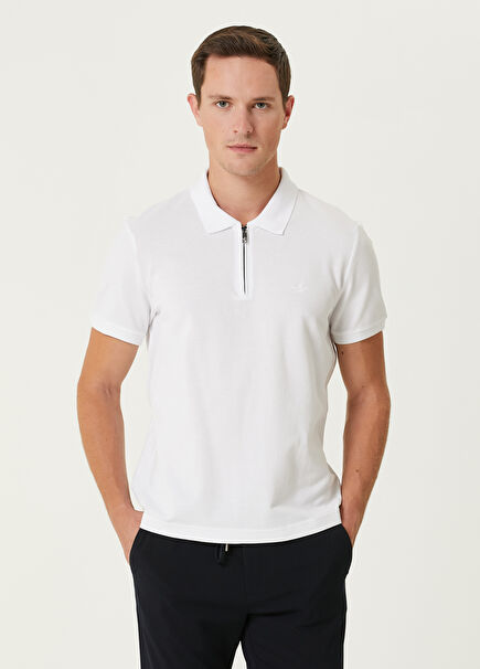 Comfort Fit Beyaz Polo Yaka T-shirt