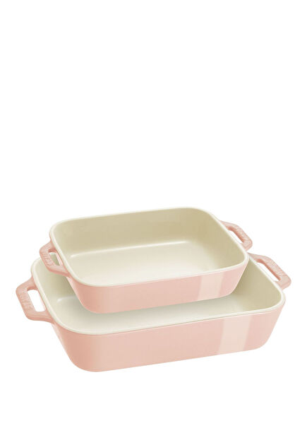 Light Pink Ceramic 2 Piece Baking Dish Set